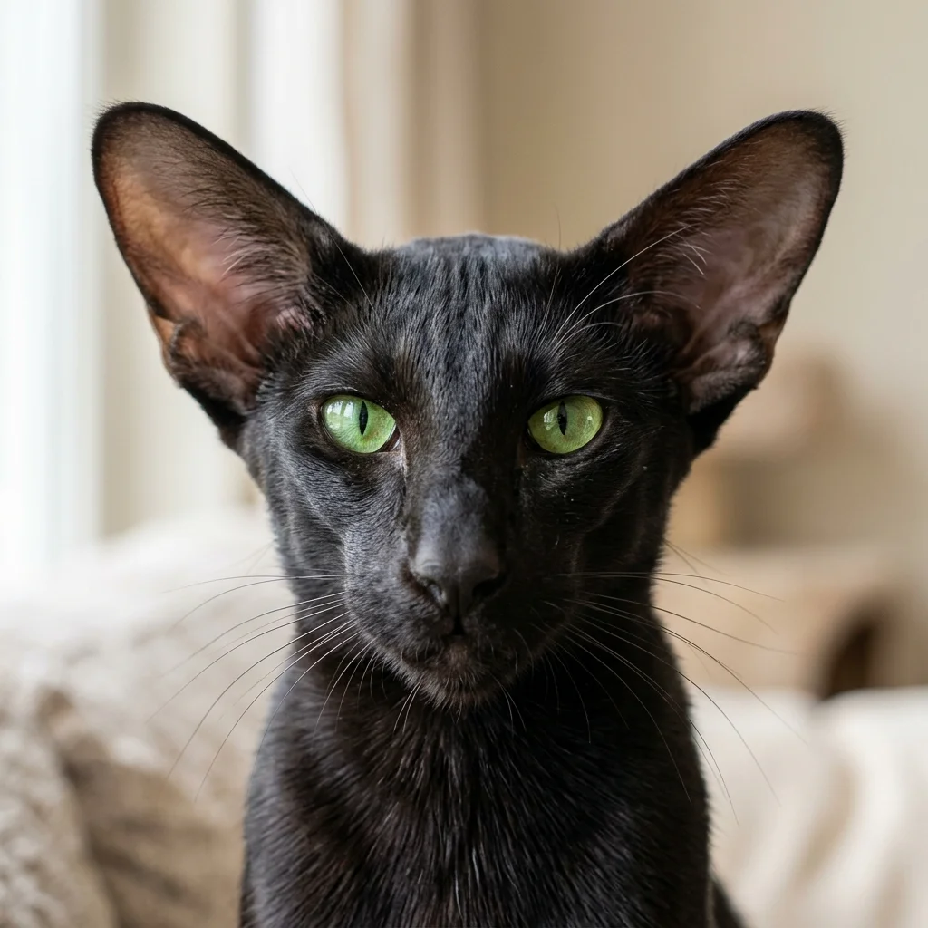 Oriental Shorthair cat face closeup