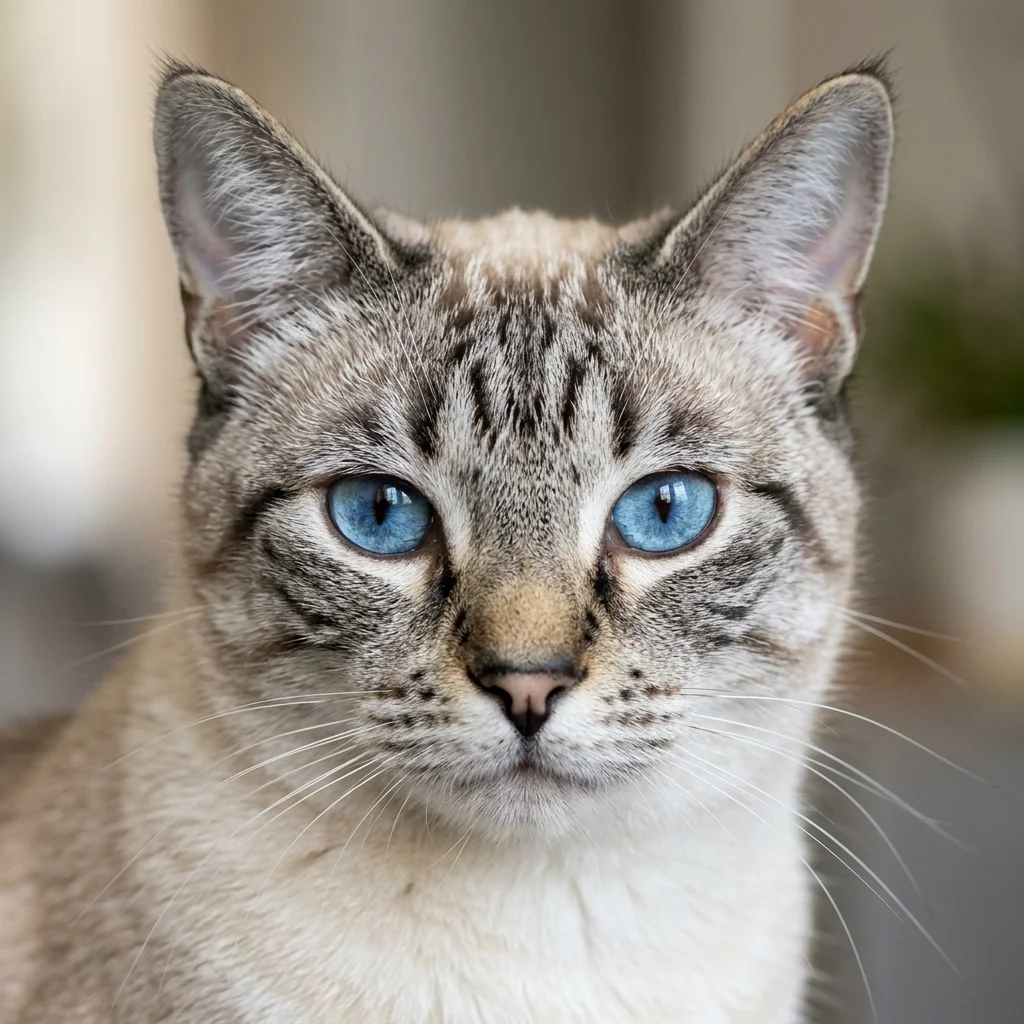 Colorpoint Shorthair cat face closeup portrait